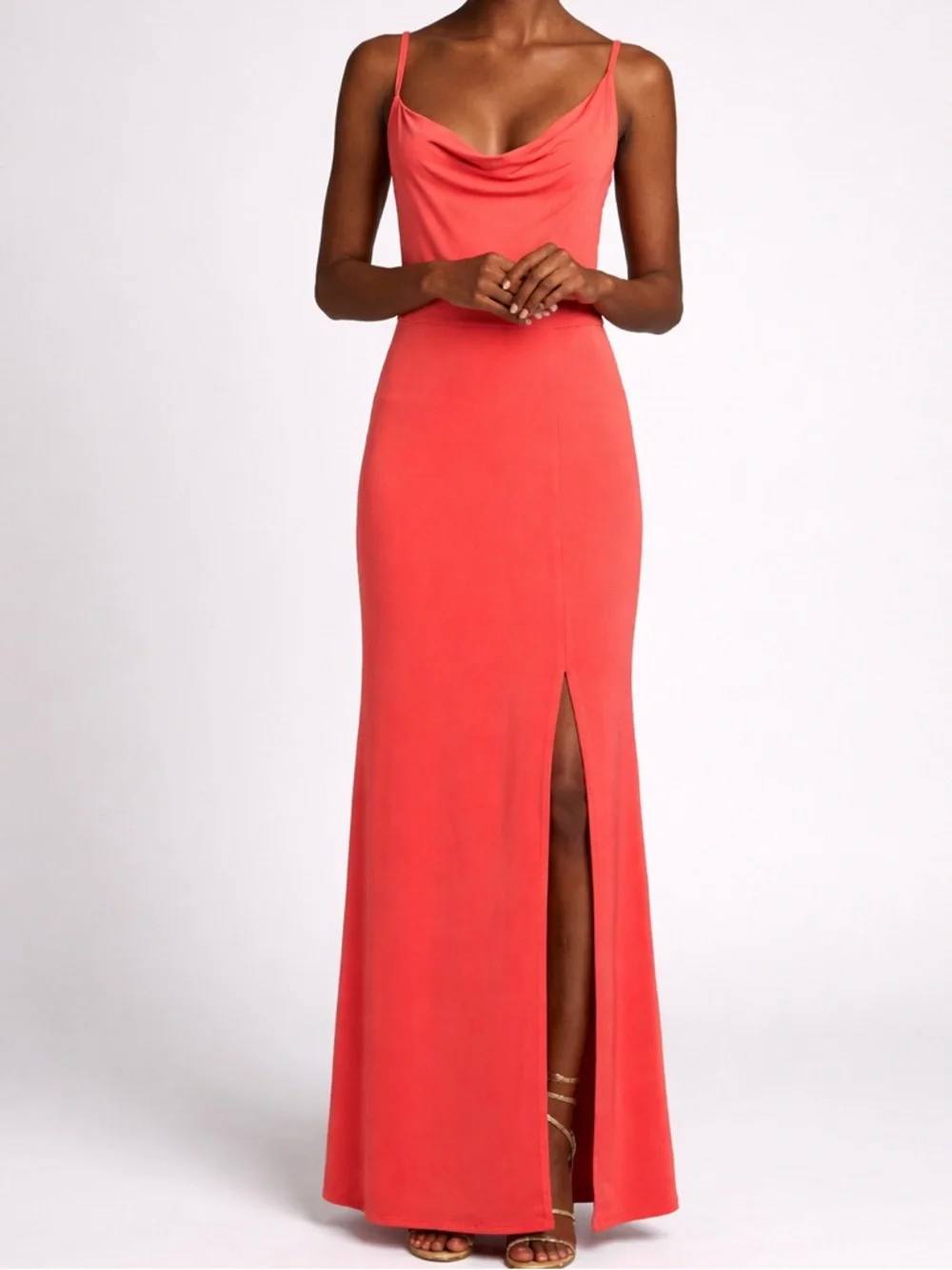 Laundry By Shelli Segal Cowl Maxi Dress, 10 / Orange